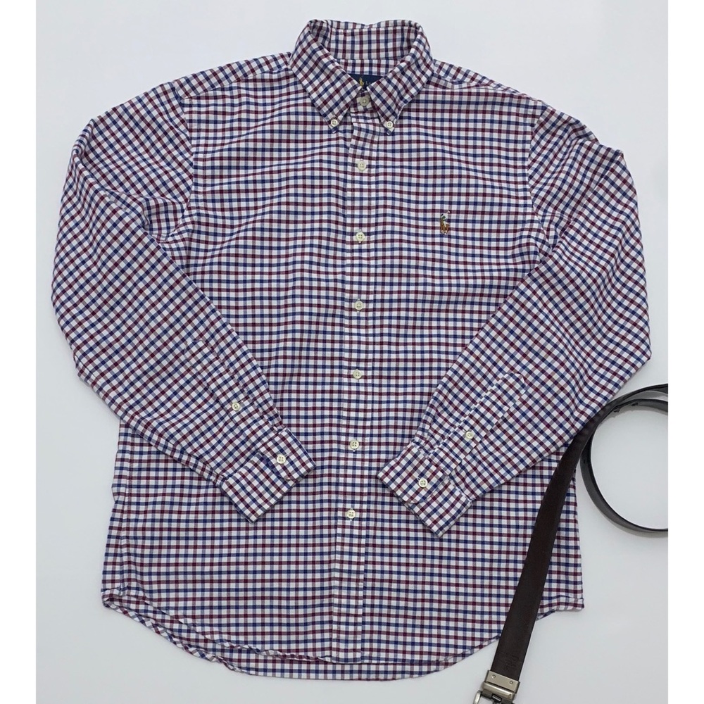 Ralph Lauren Long Sleeve Button Down Blue Red Med